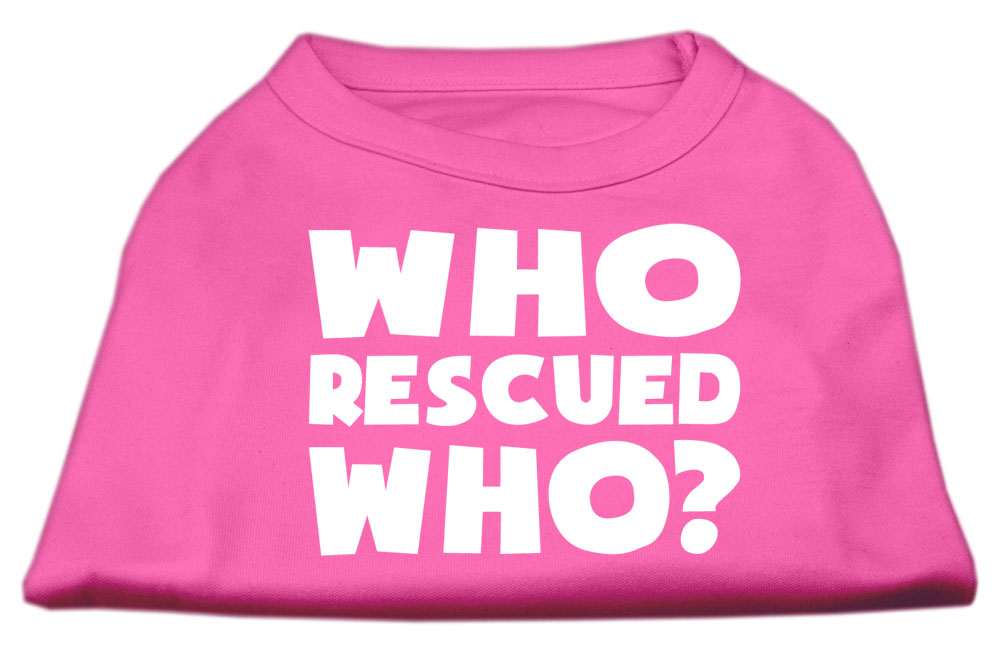 Who Rescued Who Screen Print Shirt Bright Pink XXL